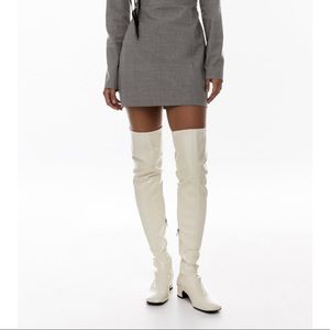 Zara Patent Effect Knee High Off white Boot